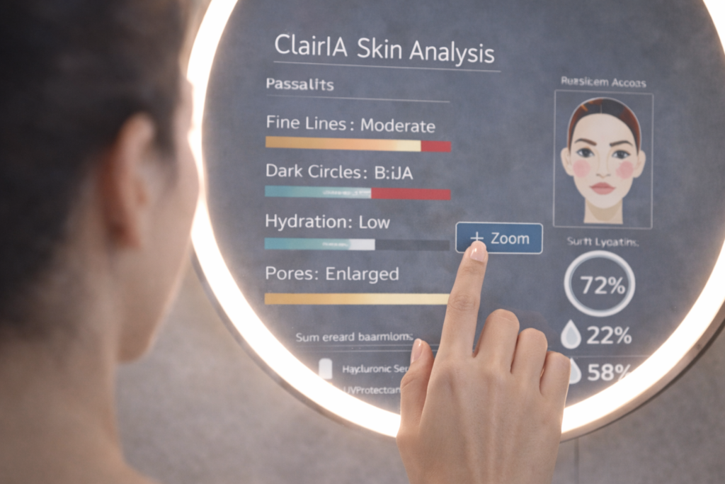 Gros plan sur l'utilisation du miroir connecté ClairIA